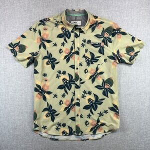 Jetty Garwood Button Camp Shirt Men M Sage Green Recycled Stretch Beach Surf ECO
